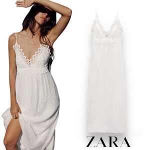 ZARA | White | STRAPPY GUIPURE LACE DRESS